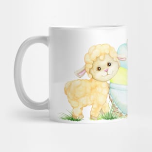 Bunny,Chicken,Lamb,Wicker,Basket and Easter Eggs Mug